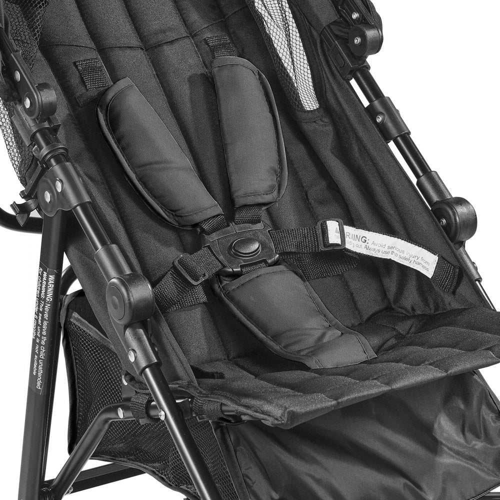 VEVOR Lightweight Stroller, Compact Easy Fold MultiPosition Recline Canopy Backrest, Carbon Steel Frame, Large Storage Basket,Cup Holder, Umbrella Toddler Baby Stroller for Travel and More, Black