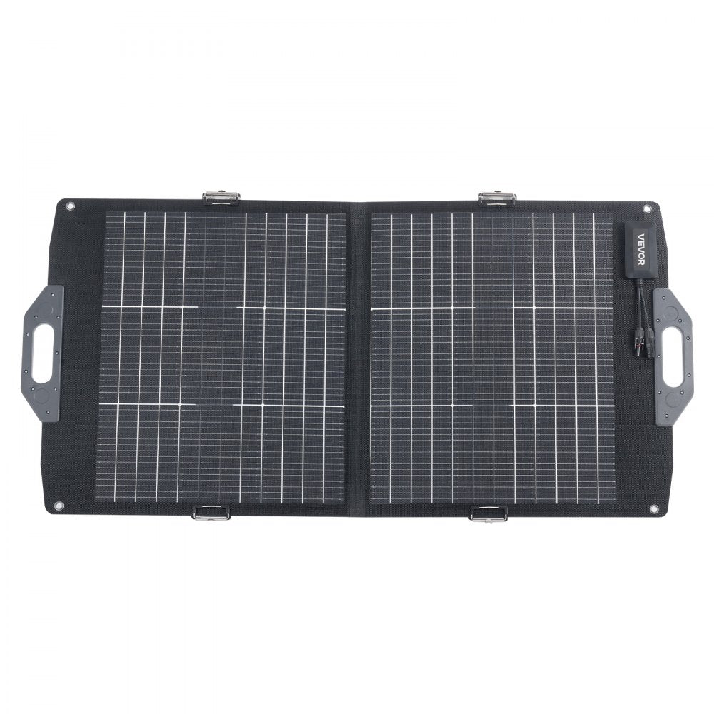 VEVOR 100W Bifacial Solar Panel, 16BB N-Type Foldable Monocrystalline Solar Panel Charger 24% Efficiency, Portable with MC4 Output, USB-A (QC3.0), Type-C & DC Ports for Power Stations Camping Hiking
