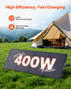 VEVOR 400W Foldable Solar Panel, 24% High-Efficiency Portable Monocrystalline Solar Panel Charger with MC4 Output & 10-in-1 DC Adapter, IP67 Waterproof for Power Stations, Camping, Hiking Trips