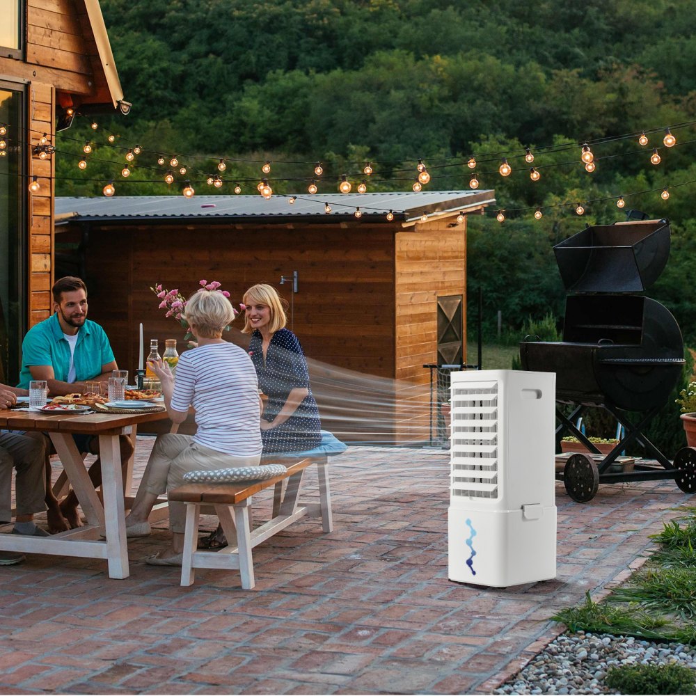VEVOR Portable Air Conditioner, 9L 550 CFM Swamp Cooler Air Conditioner with 12H Timer & Remote Control, 3-Speed Evaporative Air Cooler with 2 Ice Boxes, Quiet & Movable, Ideal for Outdoor Indoor Use
