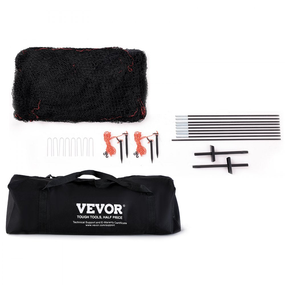 VEVOR Baseball Batting Cage, Softball and Baseball Batting Cage Net and Frame, Practice Portable Cage Net with Carry Bag, Heavy Duty Enclosed Pitching Cage, for Backyard Batting Hitting Training, 22FT