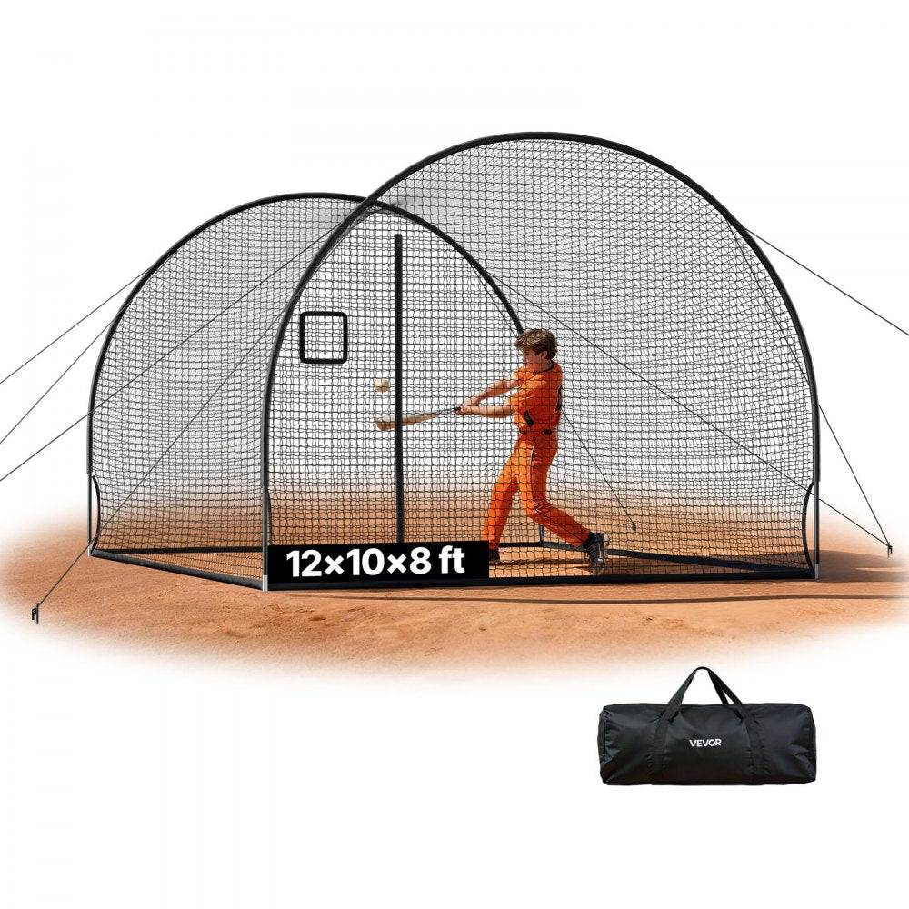 Vevor Baseball Batting Cage 12' x 10.2' x 7.6' Freestanding Hitting Net New