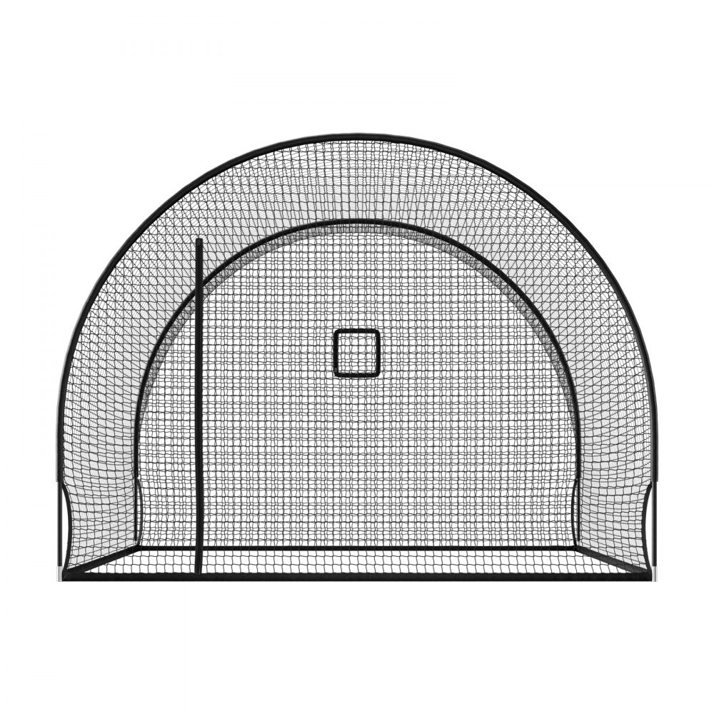 VEVOR Baseball Batting Cage, 12 x 10.2 x 7.6 FT Freestanding Hitting Net, for Outdoor Practice, 4-Ply Knotless Polyester Netting, Pitching Machine Opening, Baseball Hitting Trainer for Backyards