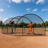 VEVOR Baseball Batting Cage, 22.2 x 12.1 x 7.9 FT Freestanding Portable Batting Cage, Hitting Cages with 4-Ply Knotless Polyester & Pitching Machine Opening, Battings Cages Netting for Indoor Outdoor