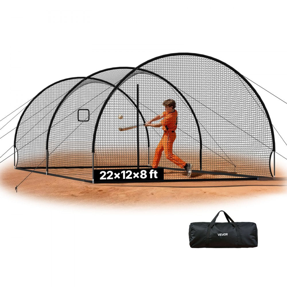 Vevor Baseball Batting Cage Freestanding Hitting Net 22.2 x 12.1 x 7.9' New