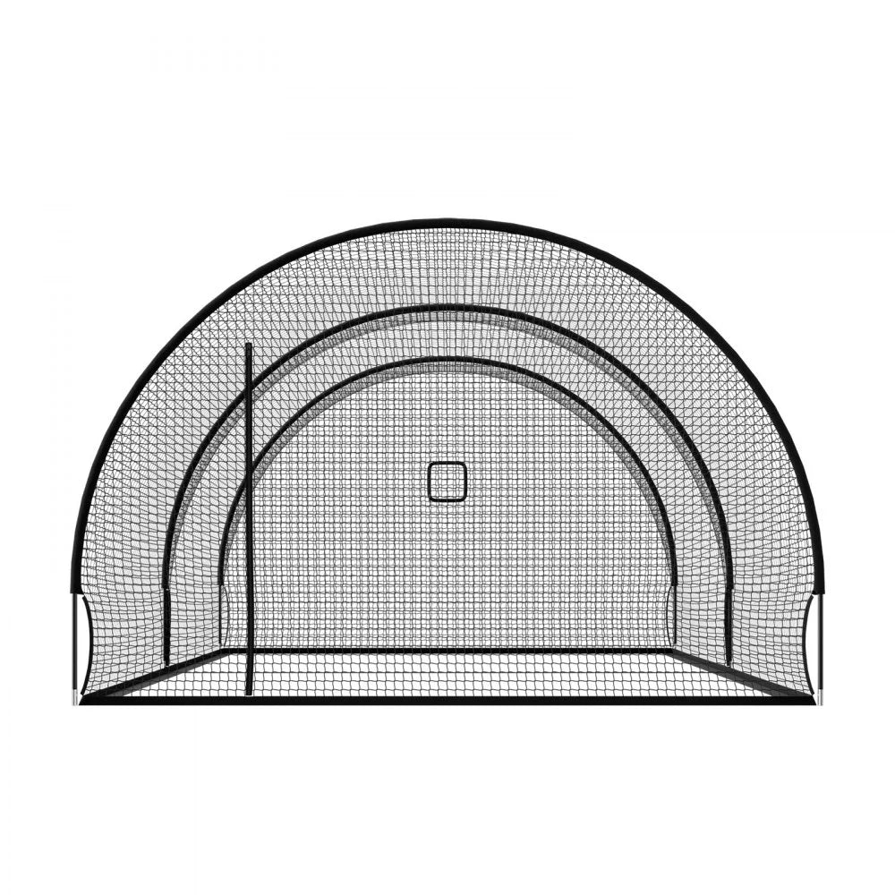 VEVOR Baseball Batting Cage, 22.2 x 12.1 x 7.9 FT Freestanding Hitting Net, for Indoor Outdoor Practice, 4-Ply Knotless Polyester Netting, Pitching Machine Opening, Baseball Hitting Trainer for Team