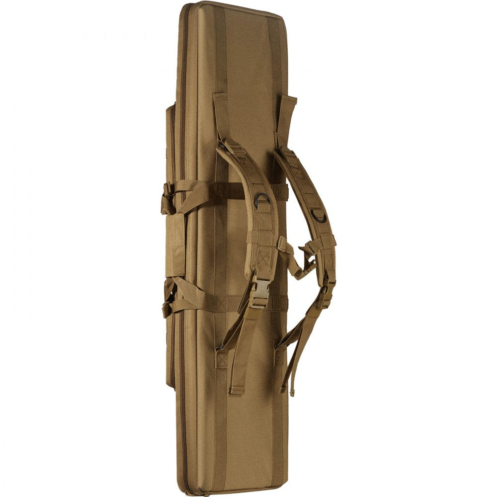 VEVOR Rifle Bag, 36 inch Tactical Double Long Gun Bag, Soft Rifle Case with Lockable Zipper, Portable Handle & Shoulder Strap, 3 Large Storage Pockets Rifle Case for Two 34" Rifles & 2 Pistols, Brown