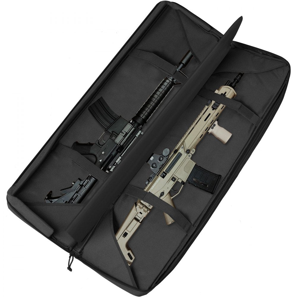 VEVOR Rifle Bag, 42 inch Tactical Double Long Gun Bag, Soft Rifle Case with Lockable Zipper, Portable Handle & Shoulder Strap, 3 Large Storage Pockets Rifle Case for Two 40" Rifles & 2 Pistols, Black