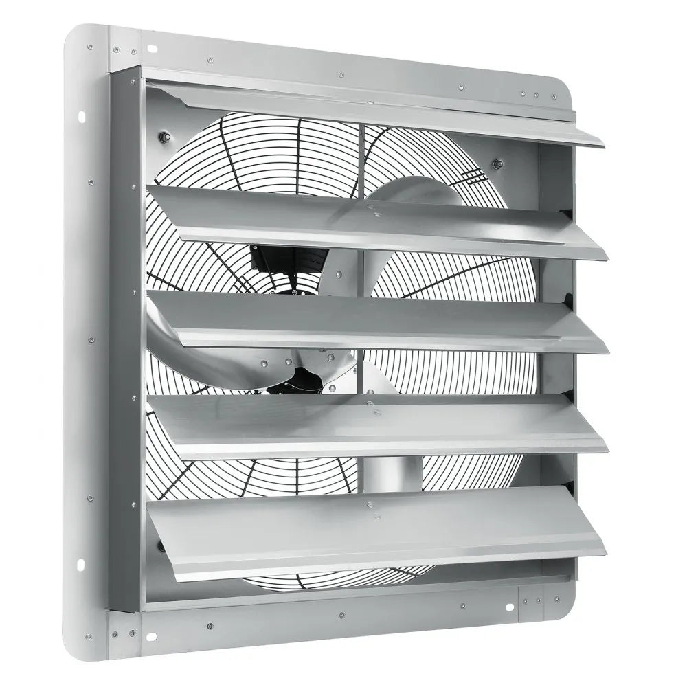 VEVOR 24'' Shutter Exhaust Fan, High-speed 3320 CFM, Aluminum Wall Mount Attic Fan with AC-motor, Ventilation and Cooling for Greenhouses, Garages, Sheds, Shops, FCC
