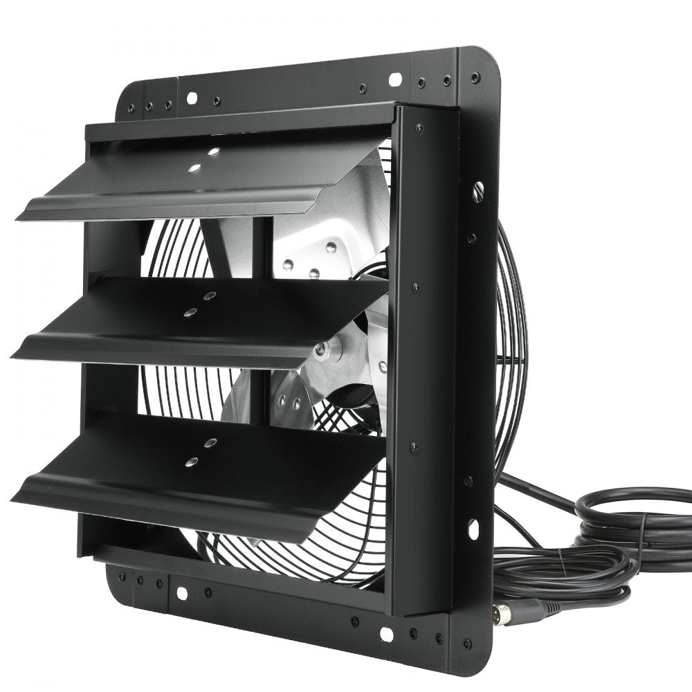 VEVOR Shutter Exhaust Fan, 12'' with Temperature Humidity Controller,  EC-motor, 940 CFM, 10-Speed Adjustable Wall Mount Attic Fan, Ventilation and Cooling for Greenhouses, Garages, Sheds, ETL Listed