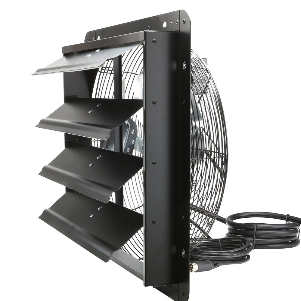 VEVOR Shutter Exhaust Fan, 16'' with Temperature Humidity Controller,  EC-motor, 1550 CFM, 10-Speed Adjustable Wall Mount Attic Fan, Ventilation and Cooling for Greenhouses, Garages, Sheds, ETL Listed