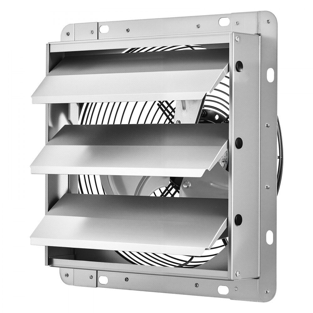 VEVOR 10 Inch Shutter Exhaust Fan Wall Mounted 874 CFM Automatic Louvers, Sturdy Steel Housing, Low Noise, AC Motor, Ventilation and Cooling for Attic, Garage, Barn, Greenhouse, Workshop, Silver