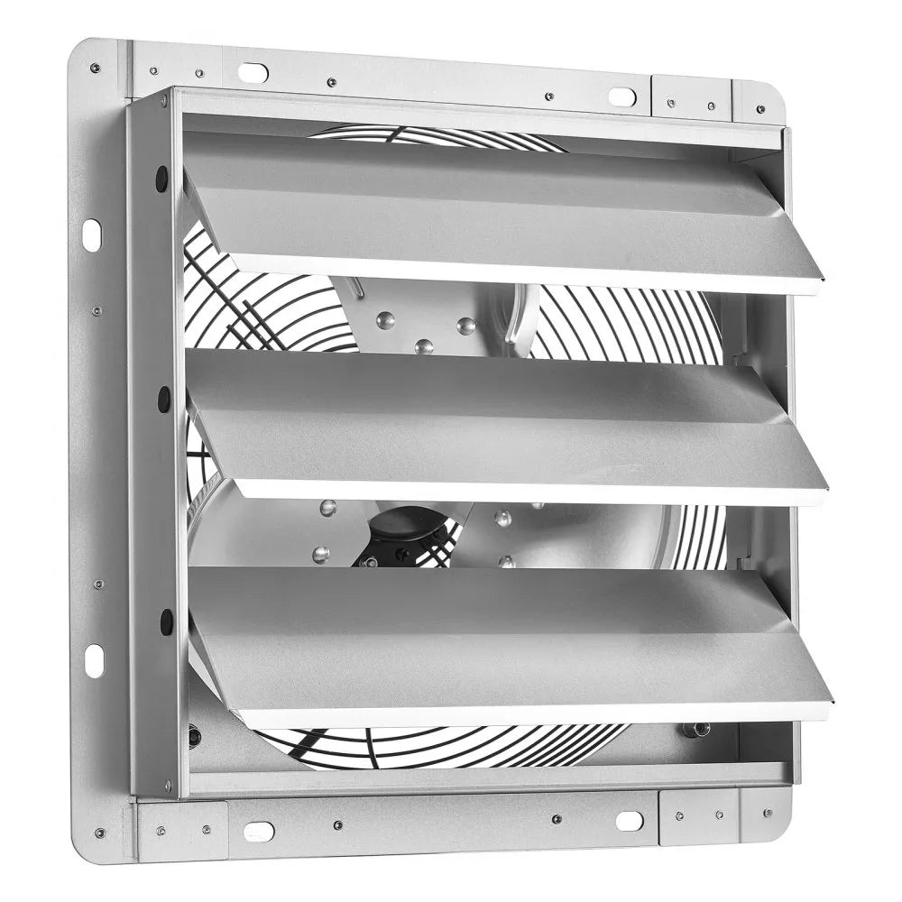VEVOR 12 Inch Shutter Exhaust Fan Wall Mounted 1347 CFM Automatic Louvers, Sturdy Steel Housing, Low Noise, AC Motor, Ventilation and Cooling for Attic, Garage, Barn, Greenhouse, Workshop, Silver
