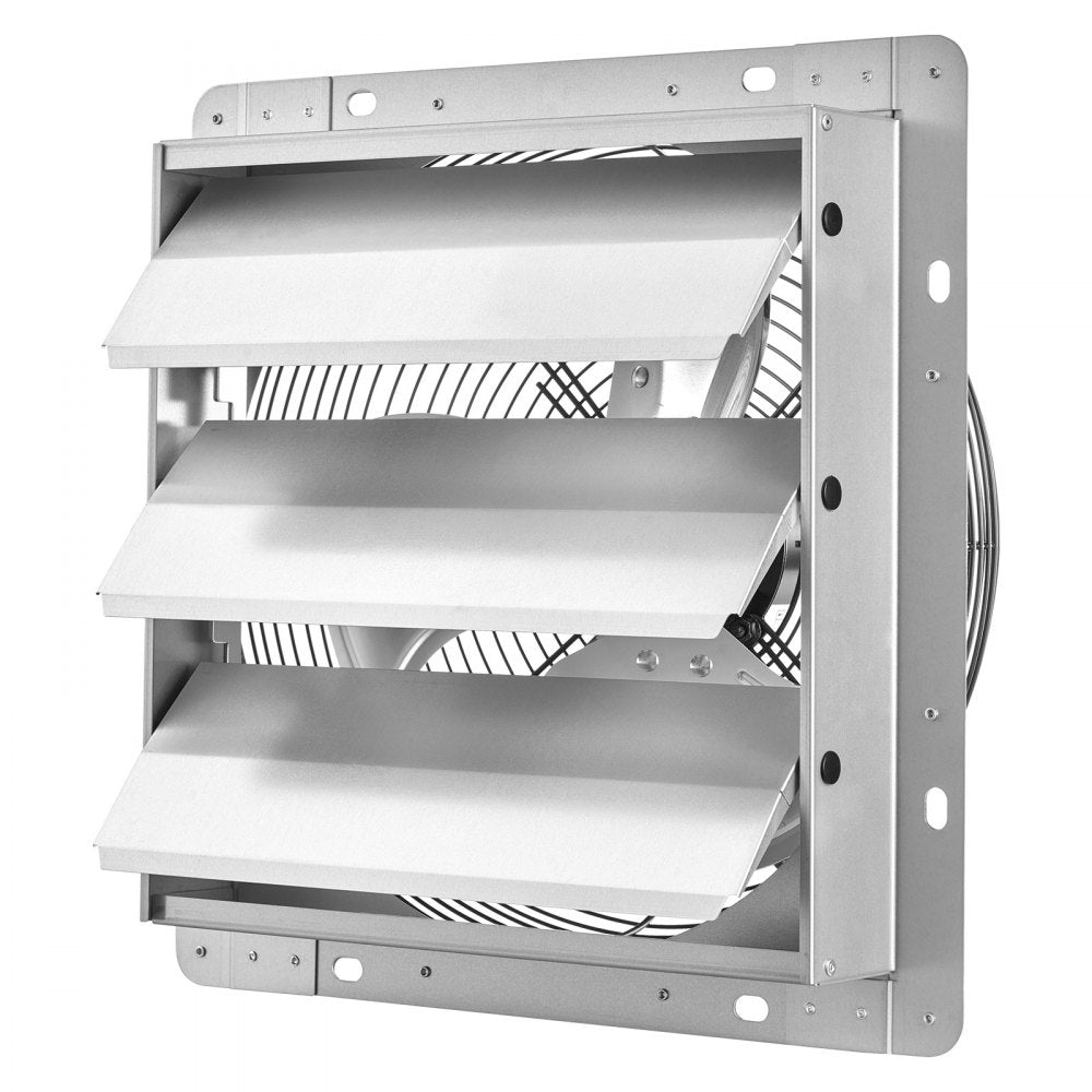VEVOR 12 Inch Shutter Exhaust Fan Wall Mounted 1347 CFM Automatic Louvers, Sturdy Steel Housing, Low Noise, AC Motor, Ventilation and Cooling for Attic, Garage, Barn, Greenhouse, Workshop, Silver