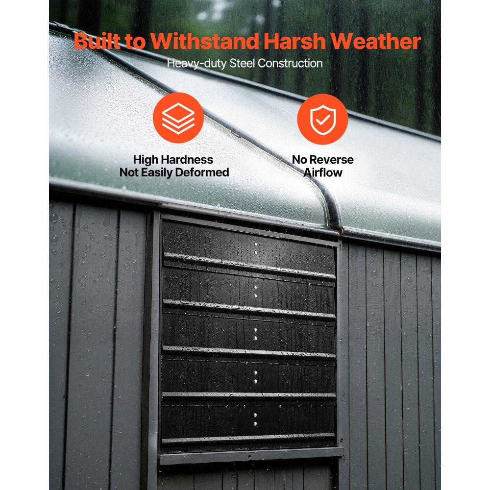 VEVOR 20 Inch Shutter Exhaust Fan Wall Mounted Automatic Louvers EC Motor, Steel Housing, Temperature & Humidity Controller, Ventilation & Cooling for Attic, Garage, Barn, Greenhouse, Workshop, Black