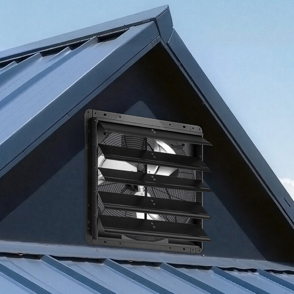 VEVOR 20 Inch Shutter Exhaust Fan Wall Mounted Automatic Louvers EC Motor, Steel Housing, Temperature & Humidity Controller, Ventilation & Cooling for Attic, Garage, Barn, Greenhouse, Workshop, Black