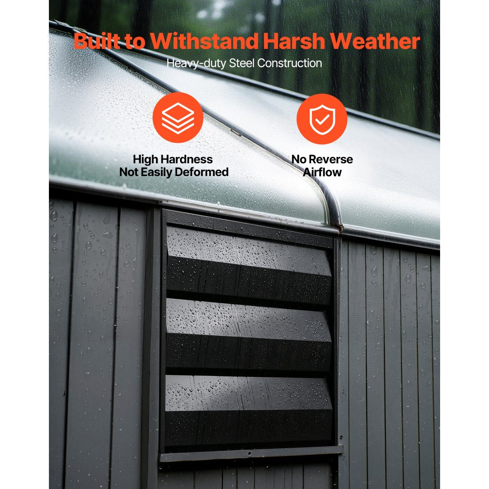 VEVOR 10 Inch Shutter Exhaust Fan Wall Mounted Automatic Louvers EC Motor, Steel Housing, Temperature & Humidity Controller, Ventilation & Cooling for Attic, Garage, Barn, Greenhouse, Workshop, Black