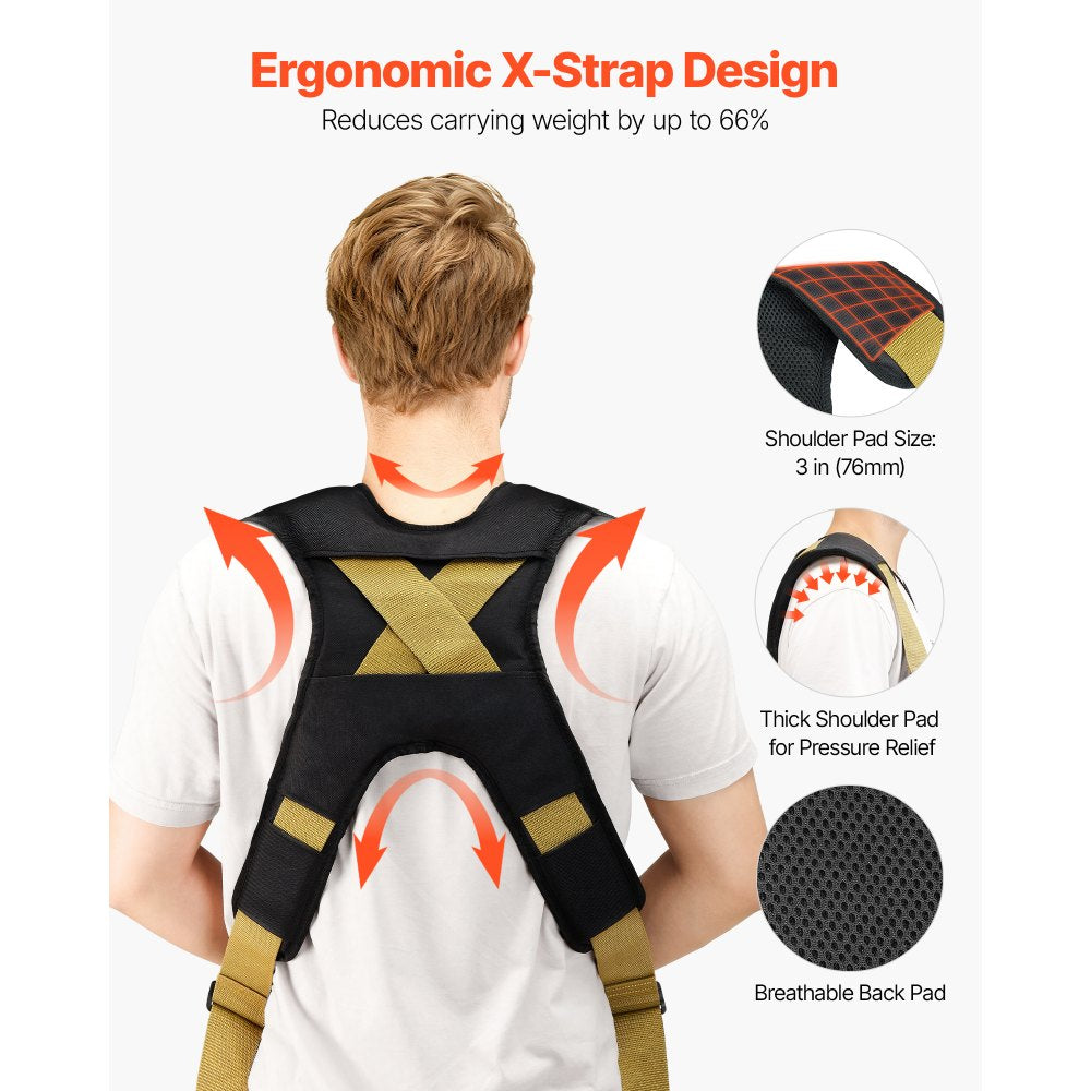 VEVOR Moving Straps, Supports up to 1000 lbs, 2-Person Lifting and Moving System with 2 Harness Straps & 2 Load-bearing Straps, Adjustable Lifting Straps for Moving Furniture Appliances Mattresses