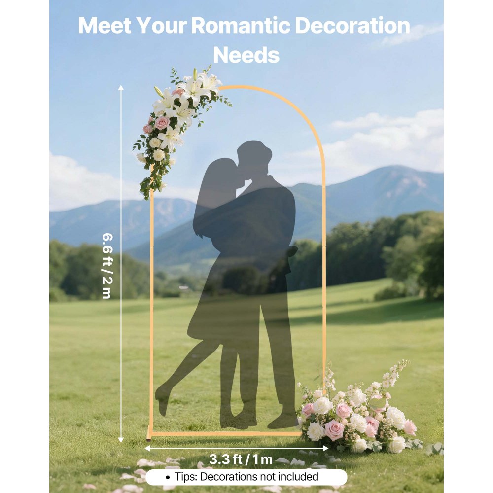 VEVOR Arch Backdrop Stand, 6.6 x 3.3 ft, Stable Structure, Easy Assembly, 1 Piece Gold Metal Arch Backdrop Stand for Wedding, Birthday Party, Graduation, Holiday Celebration, and Ceremony Decoration