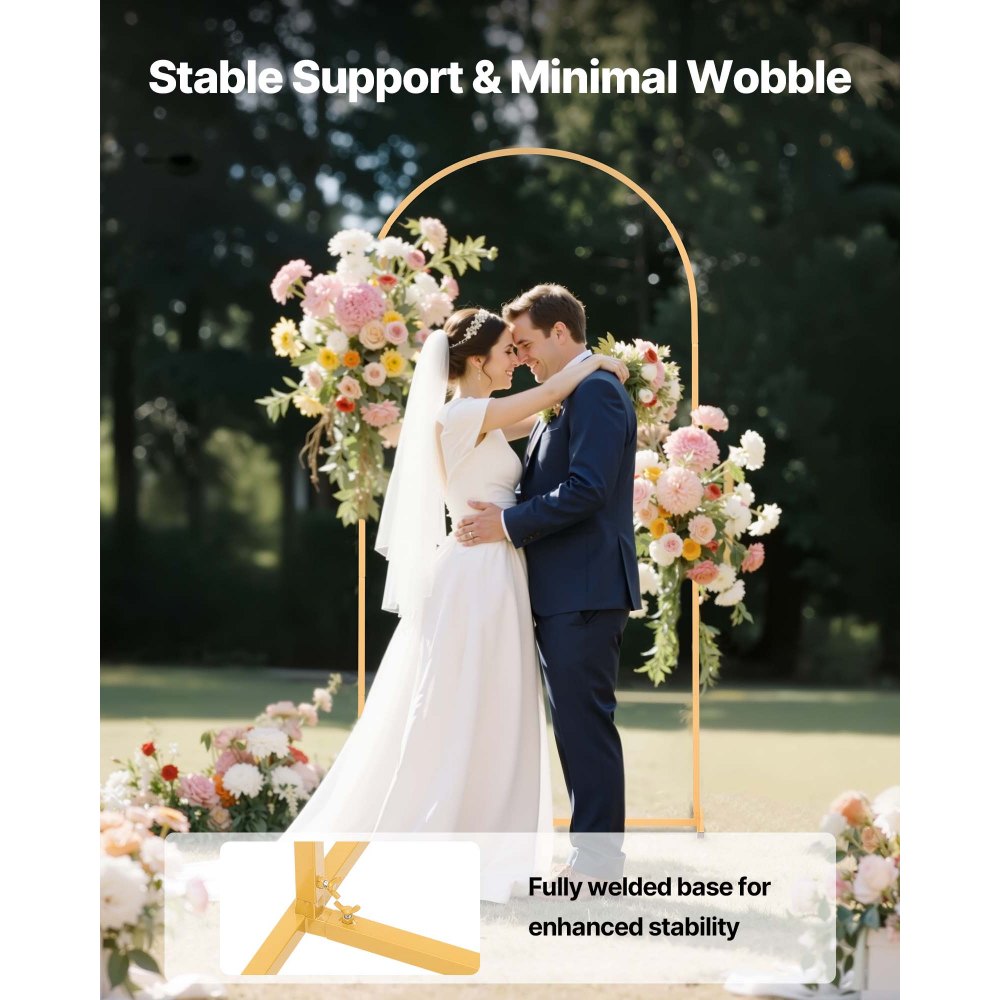 VEVOR Arch Backdrop Stand, 6.6 x 3.3 ft, Stable Structure, Easy Assembly, 1 Piece Gold Metal Arch Backdrop Stand for Wedding, Birthday Party, Graduation, Holiday Celebration, and Ceremony Decoration