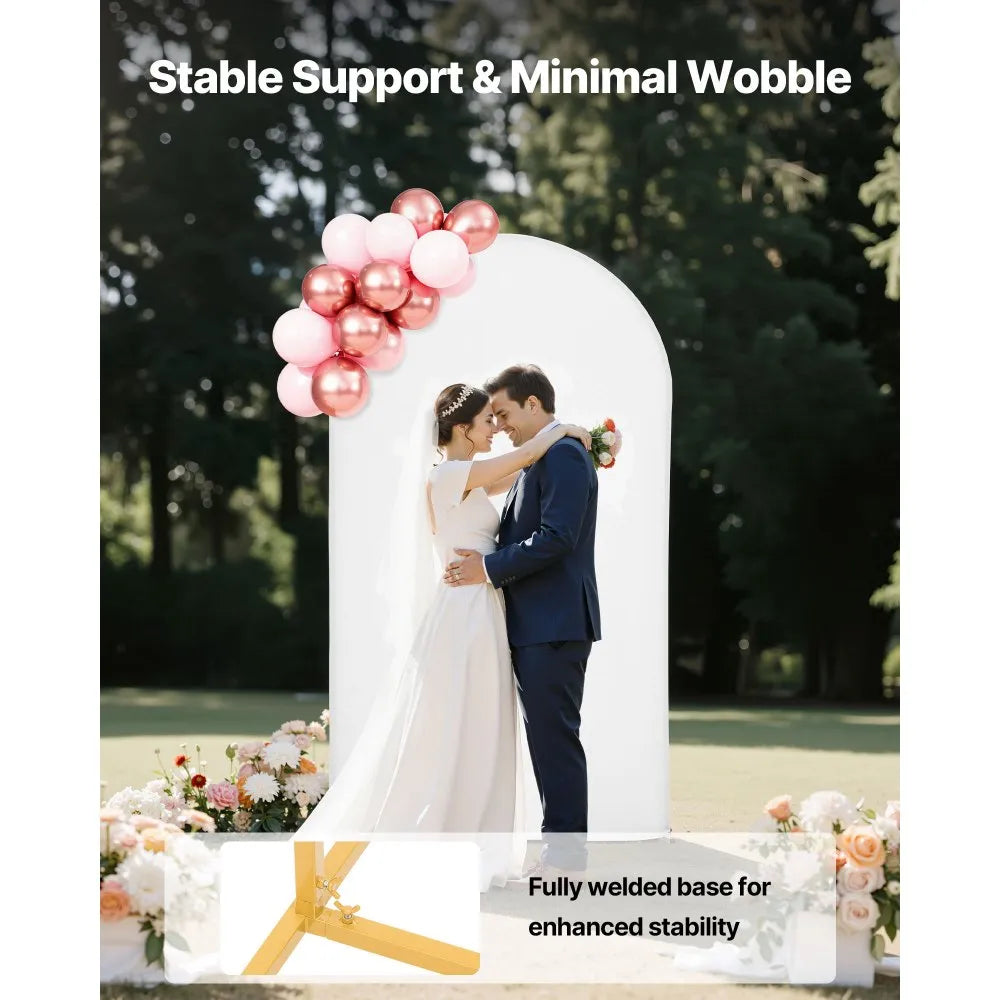 VEVOR Arch Backdrop Stand, 7.2 x 4 ft, Stable Structure, Easy Assembly, 1 Piece Gold Metal Arch Backdrop Stand with Cover for Wedding, Birthday Party, Holiday Celebration, and Ceremony Decoration