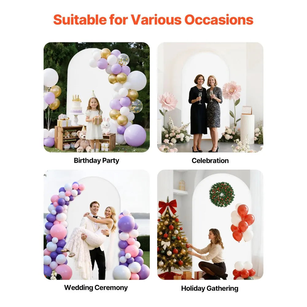 VEVOR Arch Backdrop Stand, 7.2 x 4 ft, Stable Structure, Easy Assembly, 1 Piece Gold Metal Arch Backdrop Stand with Cover for Wedding, Birthday Party, Holiday Celebration, and Ceremony Decoration