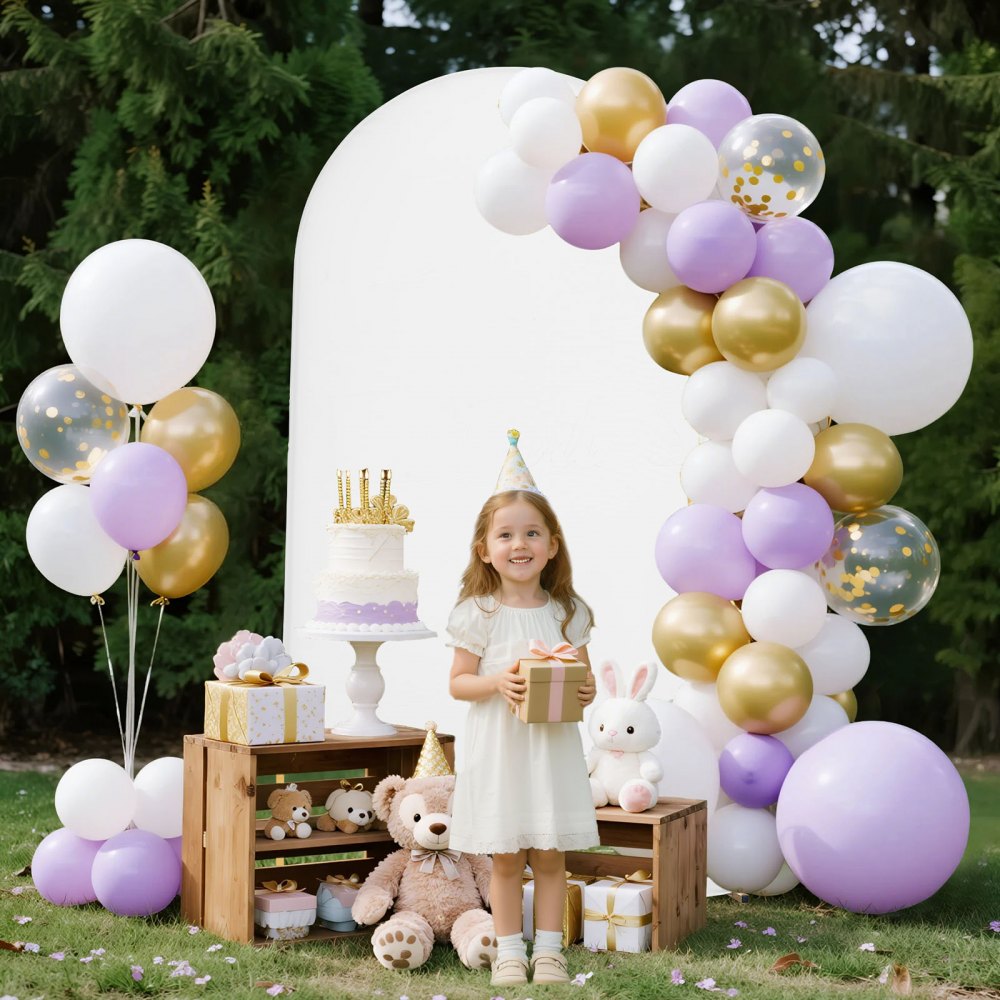 VEVOR Arch Backdrop Stand, 7.2 x 4 ft, Stable Structure, Easy Assembly, 1 Piece Gold Metal Arch Backdrop Stand with Cover for Wedding, Birthday Party, Holiday Celebration, and Ceremony Decoration