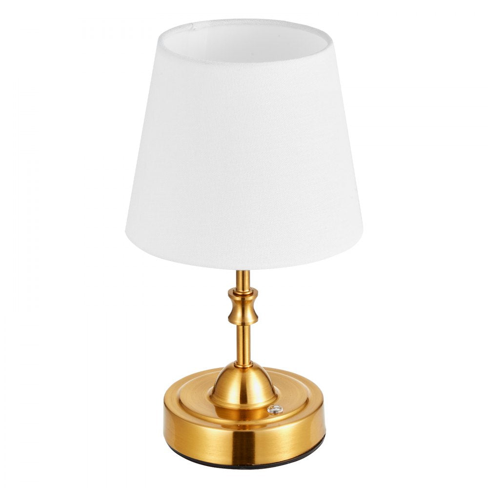VEVOR Cordless Table Lamp, 5200mAh Built-in Rechargeable Battery Small Desk Lamp, 3-Level Brightness, Fabric Shade, 2700-3000K Color Temperature, Table Light for Restaurant, Bedroom, Bars, Gold