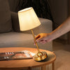 VEVOR Cordless Table Lamp, 5200mAh Built-in Rechargeable Battery Desk Lamp, 3-Level Brightness, Fabric Shade, 2700-3000K Color Temperature, Table Light for Restaurant, Bedroom, Bar Counter, Gold