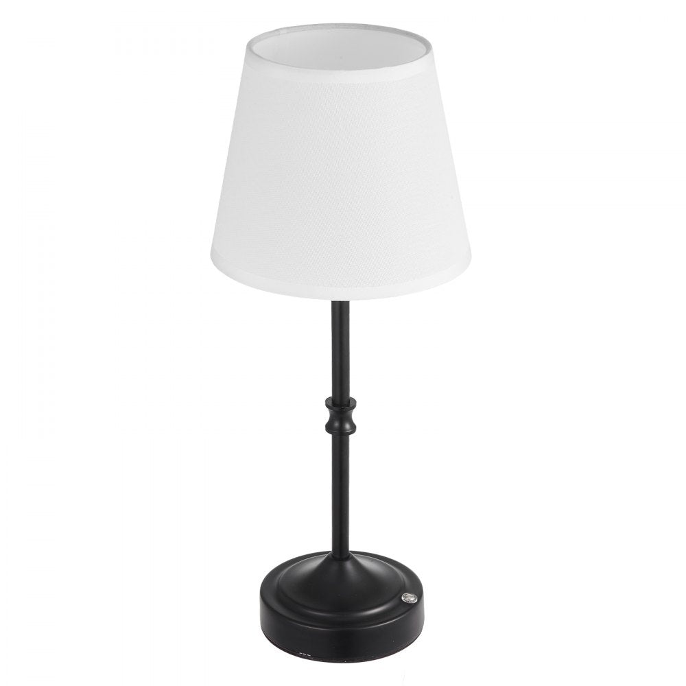 VEVOR Cordless Table Lamp, 5200mAh Built-in Rechargeable Battery Desk Lamp, 3-Level Brightness, Fabric Shade, 2700-3000K Color Temperature, Table Light for Restaurant, Bedroom, Bar Counter, Black