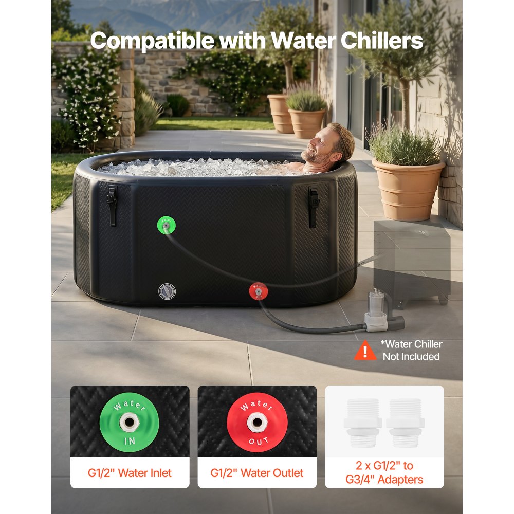 VEVOR Cold Plunge Tub, 216 Gallon, Inflatable Ice Bath Tub Compatible with Water Chillers, Portable Cold Water Bathtub with Insulated Lid, for Athletes Recovery, 59.1" x 31.5" x 29.9" (No Chiller)
