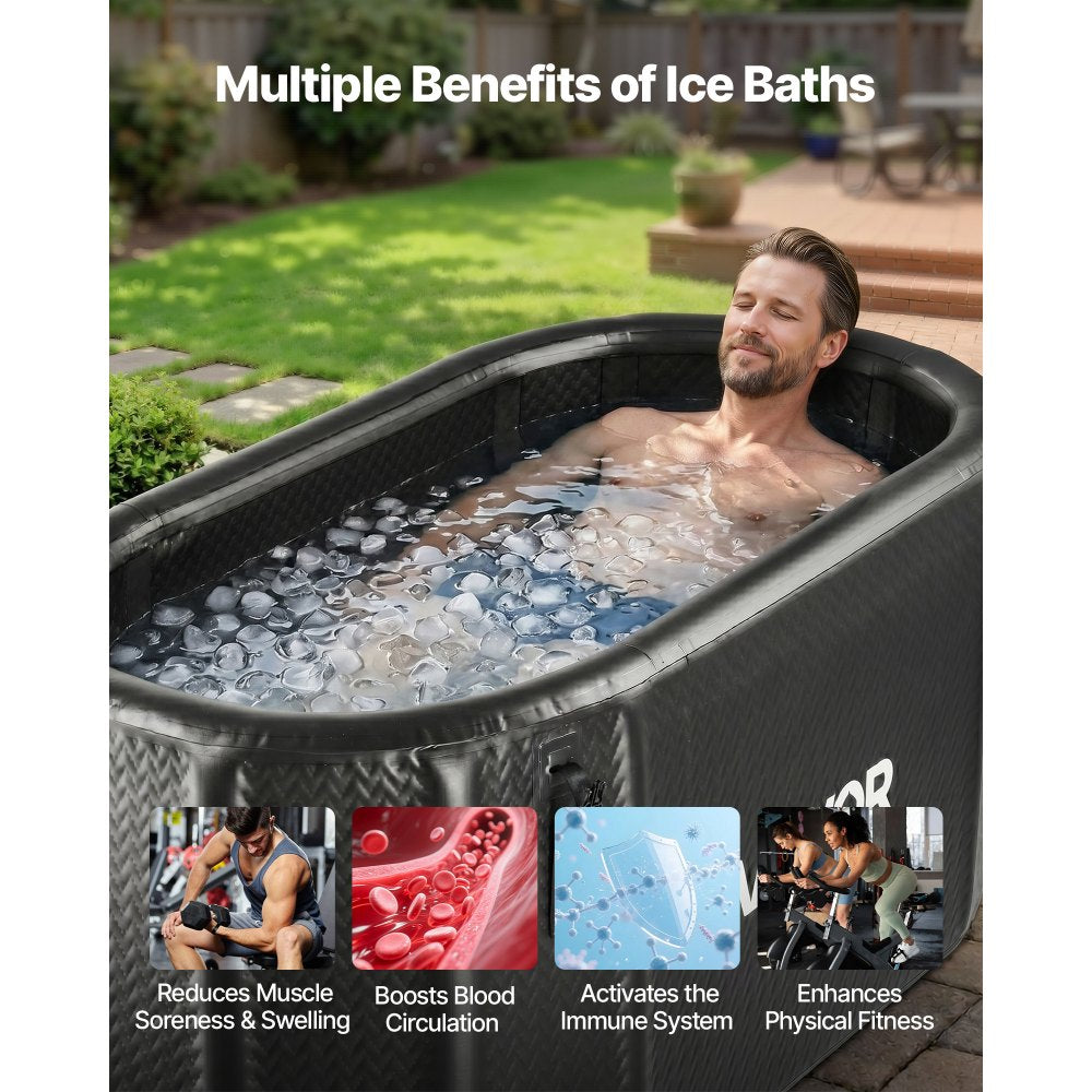 VEVOR Cold Plunge Tub, 216 Gallon, Inflatable Ice Bath Tub Compatible with Water Chillers, Portable Cold Water Bathtub with Insulated Lid, for Athletes Recovery, 59.1" x 31.5" x 29.9" (No Chiller)