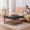 VEVOR Large Square Ottoman Coffee Table, 34.5 Inch Tufted Coffee Table with Solid Wood Shelf Storage, Linen Solid Upholstered Footrest Ottoman for Bedroom Living Room, 400 LBS, Dark Gray