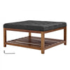 VEVOR Large Square Ottoman Coffee Table, 34.5 Inch Tufted Coffee Table with Solid Wood Shelf Storage, Linen Solid Upholstered Footrest Ottoman for Bedroom Living Room, 400 LBS, Dark Gray