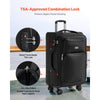 VEVOR Softside Expandable Luggage with Spinner Wheels, 24-Inch Softside Checked Medium Luggage, Lightweight Checked Suitcase with Expandable Zippered Pocket and TSA Lock, Black