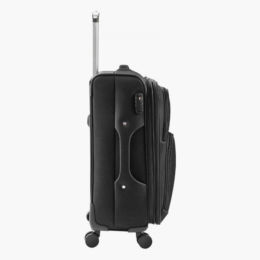 VEVOR Softside Expandable Luggage with Spinner Wheels, 24-Inch Softside Checked Medium Luggage, Lightweight Checked Suitcase with Expandable Zippered Pocket and TSA Lock, Black