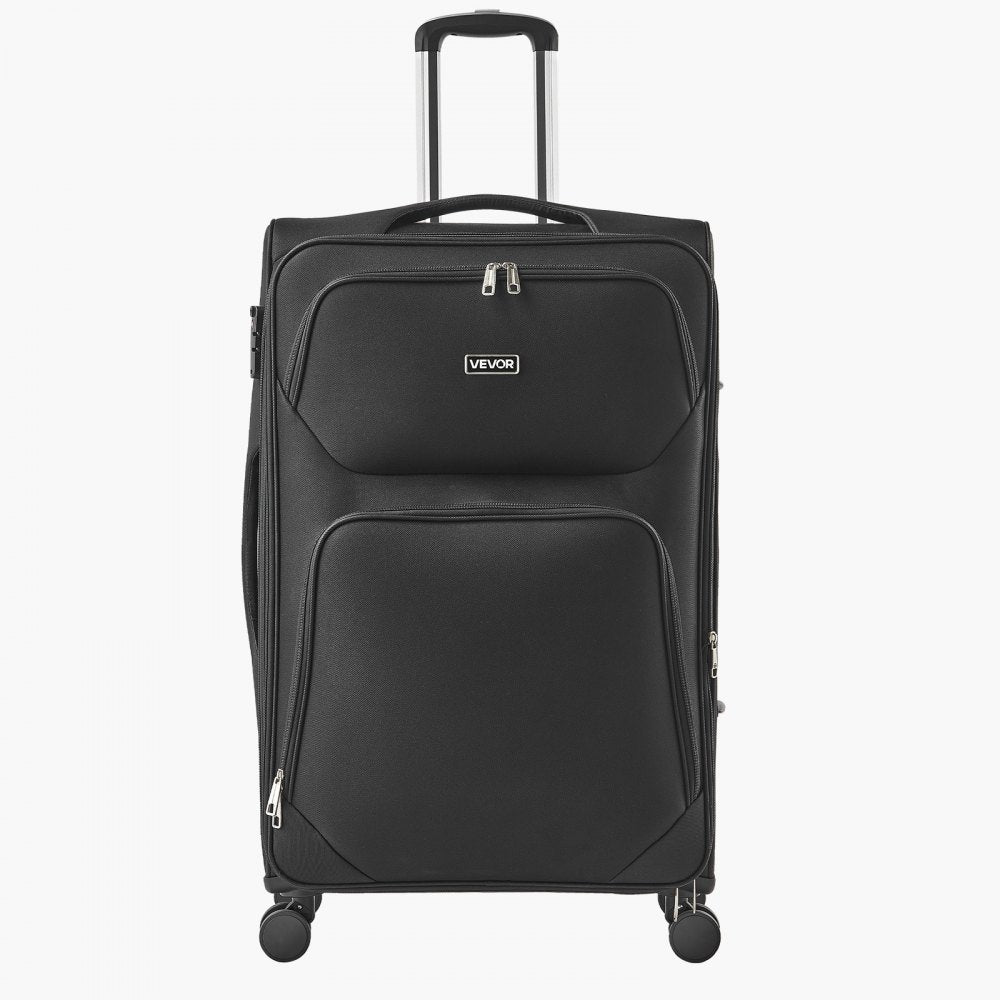 VEVOR Softside Expandable Luggage with Spinner Wheels, 28-Inch Softside Checked Large Luggage, Lightweight Checked Suitcase with Expandable Zippered Pocket and TSA Lock, Black