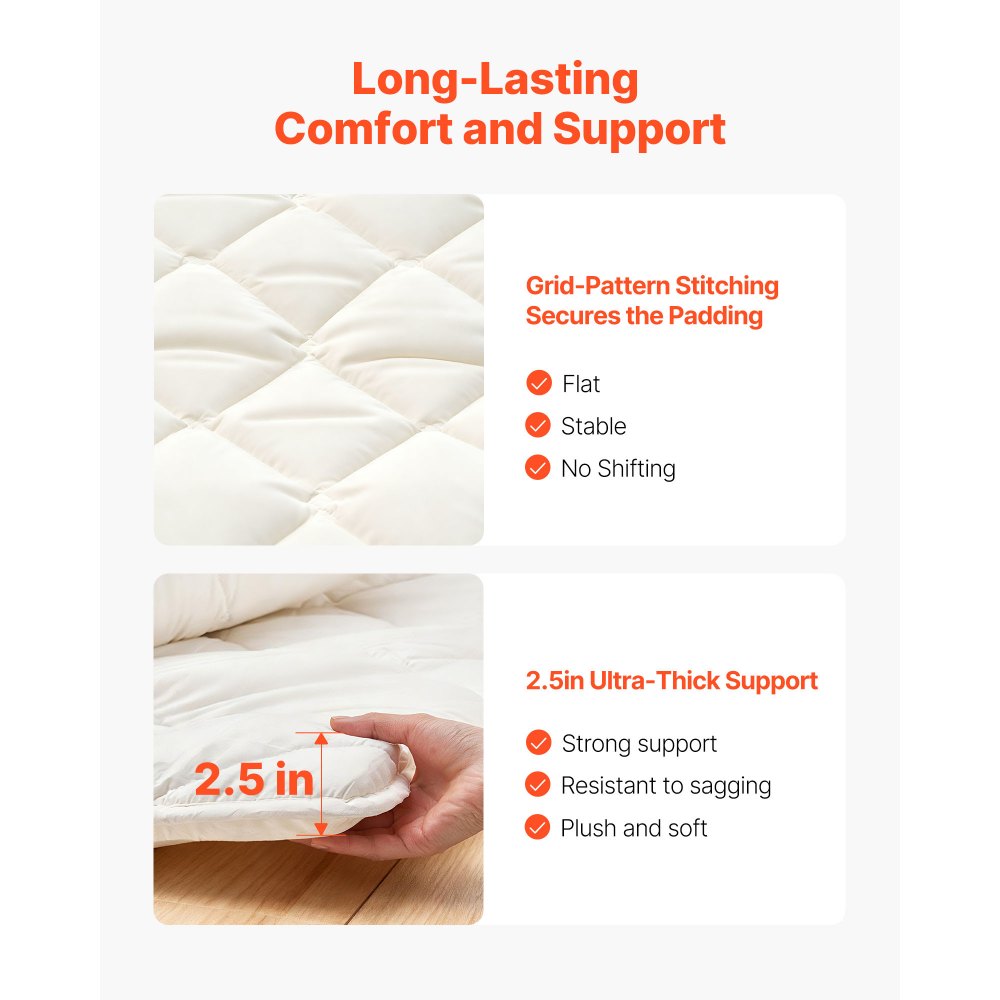 VEVOR Japanese Tatami Mat, Twin Size Foldable Japanese Tatami Mattress, Futon Mattress with Storage Bag & Fastener, 9-Layer Floor Mat for Sleeping, Dormitory, Meditation, Yoga, 80 x 39 x 2.5 in, White