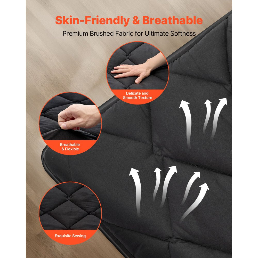 VEVOR Japanese Tatami Mat, Queen Size Foldable Japanese Tatami Mattress, Futon Mattress with Storage Bag & Fastener, 9-Layer Floor Mat for Sleeping, Dorm, Meditation, Yoga, 80 x 60 x 3.5 in, Black