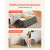 VEVOR Foldable Storage Ottoman Bench, End of Bed Bench with Side Bags, Folding Upholstered Storage Chest Supports 660 lbs, Linen Bed Ottoman with Large Space for Living Room, Bedroom, Entryway, Grey