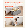 VEVOR Oval Storage Ottoman Bench, Foldable Teddy Fleece End of Bed Bench, Folding Upholstered Bed Ottoman Chest with Large Storage Space, Supports 660 lbs, for Living Room, Bedroom, Entryway, Grey