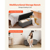VEVOR Storage Ottoman Bench, Button-Tufted End of Bed Bench with Side Bags, Flip-up Upholstered Storage Chest with Metal Frame, Linen Bed Ottoman for Living Room, Bedroom, Entryway, Office, Grey