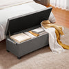 VEVOR Storage Ottoman Bench, Button-Tufted End of Bed Bench with Side Bags, Flip-up Upholstered Storage Chest with Metal Frame, Linen Bed Ottoman for Living Room, Bedroom, Entryway, Office, Grey