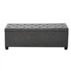 VEVOR Storage Ottoman Bench, Button-Tufted End of Bed Bench with Side Bags, Flip-up Upholstered Storage Chest with Metal Frame, Linen Bed Ottoman for Living Room, Bedroom, Entryway, Office, Grey