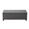 VEVOR Storage Ottoman Bench, Button-Tufted End of Bed Bench with Side Bags, Flip-up Upholstered Storage Chest with Metal Frame, Linen Bed Ottoman for Living Room, Bedroom, Entryway, Office, Grey