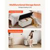 VEVOR Storage Ottoman Bench, Button-Tufted End of Bed Bench with Side Bags, Flip-up Upholstered Storage Chest with Metal Frame, Linen Bed Ottoman for Living Room, Bedroom, Entryway, Office, Beige