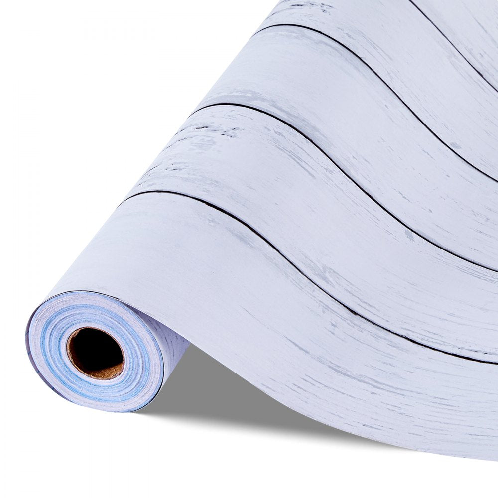 VEVOR Peel and Stick Wallpaper, 17.7 x 472.4 inch Contact Paper White Wood Textured Waterpoof Self Adhesive, Easy to Clean & Peel Wall Decorative Vinyl Roll for Bedroom Kitchen Bathroom Office Desk