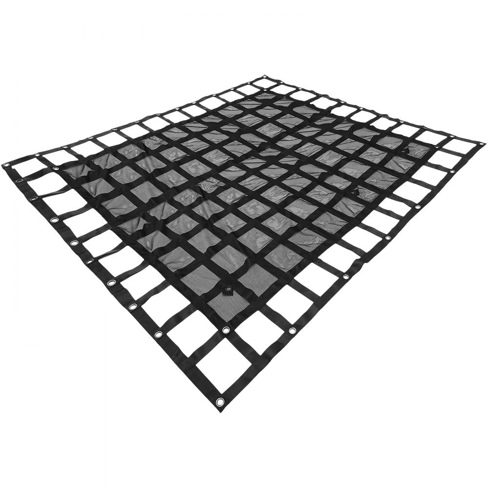 VEVOR Cargo Net with Mesh, 8\' x 6.7\' Cargo Net for Pickup Truck Bed, Heavy Duty Cargo Nets with Cam Buckles & S-Hooks & Cross Strap, Truck Bed Cargo Net for Trailer SUV Jeeps(96\" x 80\")