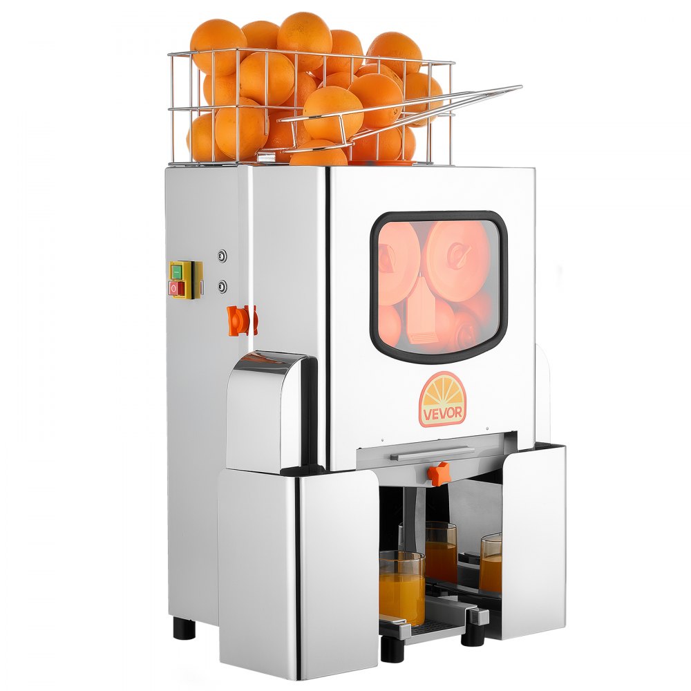 VEVOR Commercial Orange Juicer Machine, 120W Electric Orange Juice Press, Stainless Steel Orange Squeezer for 20 per Minute, Lemon Citrus Pomegranates Extractor with Peels Collecting Bucket