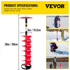 VEVOR Ice Drill Auger, 6\" Diameter Nylon Ice Auger, 39\" Length Ice Auger Bit,Auger Drill with 11.8\" Extension Rod,Auger Bit with Drill Adapter,Top Plate & Blade Guard for Ice Fishing Ice Burrowing